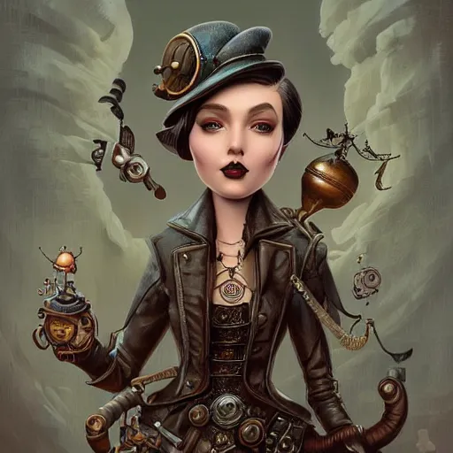 Image similar to Lofi Steampunk portrait Pixar style by Joe Fenton and Stanley Artgerm and Tom Bagshaw