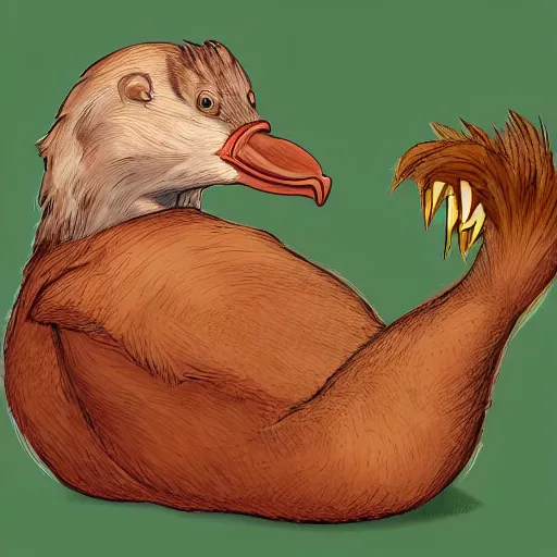 Prompt: digital illustion of chicken with a platypus head and muskrat legs, deviantArt, artstation, artstation hq, hd, 4k resolution