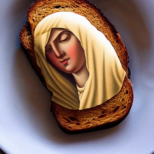 Image similar to virgin mary shape burnt toast