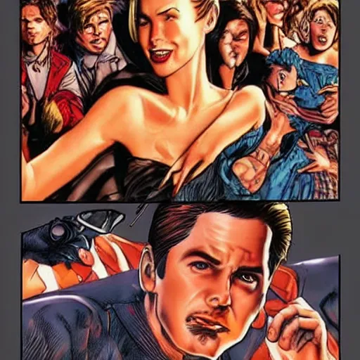 Image similar to famous celebrity realistic comic book illustration found on popular art sharing platform camera direction nice picture make it good please