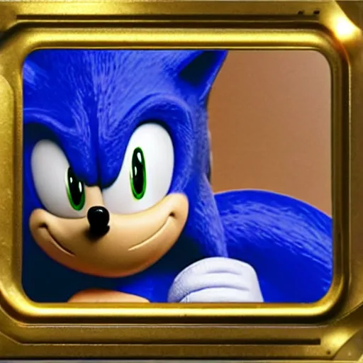 Image similar to Sonic The Hedgehog ultra realistic uncanny valley highly symbolic backroom used for Esoteric ritual Golden Dawn 33rd degree highly detailed studio award winning cinematography Polaroid photograph