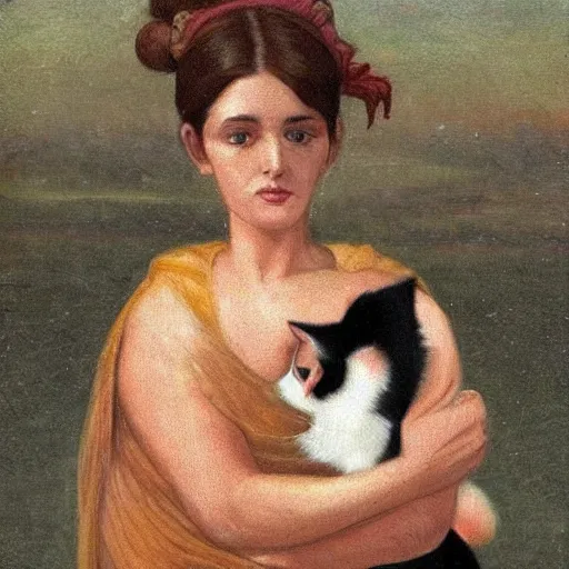 Prompt: calico cat lady with body of woman