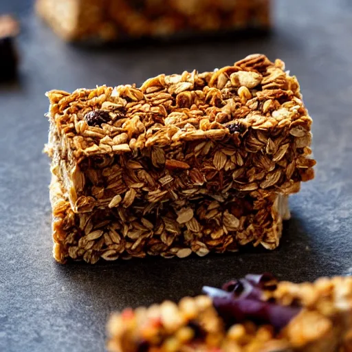 Prompt: high resolution photo of granola bar, michelin star, very tasty, food photography, instagram, trending