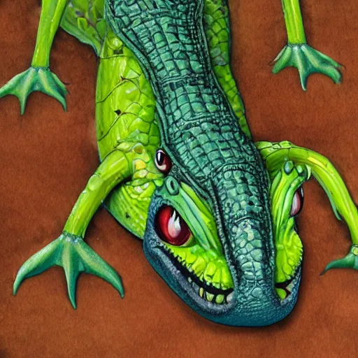 Image similar to a carnivorous plant with the head of an alligator