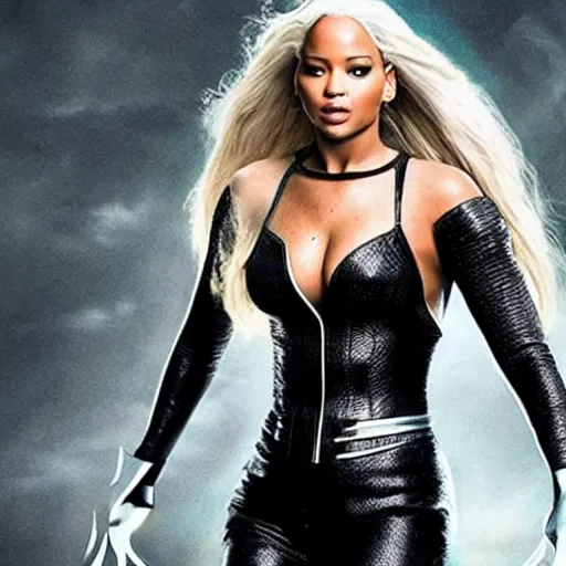 Image similar to Promo picture of Jennifer Lawrence as Storm in X-men remake (2029)