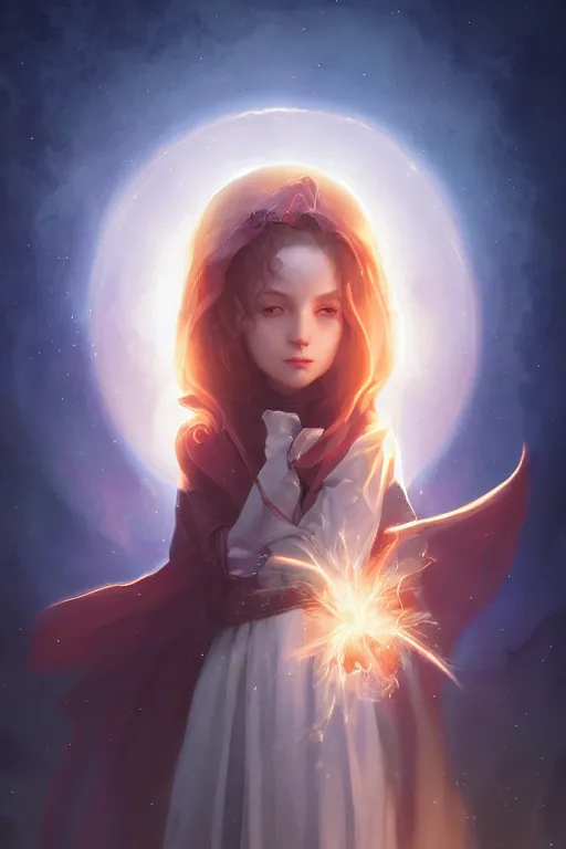 Image similar to a cute wizard girl conjuring a lightening ball, character art portrait, anime key visual, official media, illustrated by tom bagshaw, wlop, william bouguereau, extremely detailed, 8 k, trending on artstation, cinematic lighting, beautiful