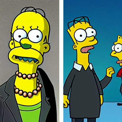Prompt: howard phillips lovecraft in the form of the simpsons characters, the simpsons