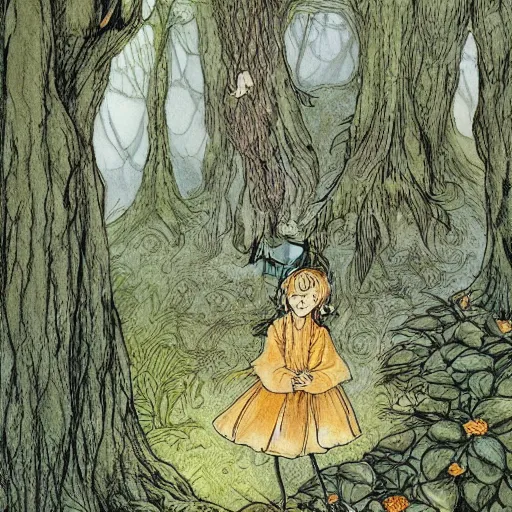 Image similar to a forest pixie by chris riddell and alan lee,