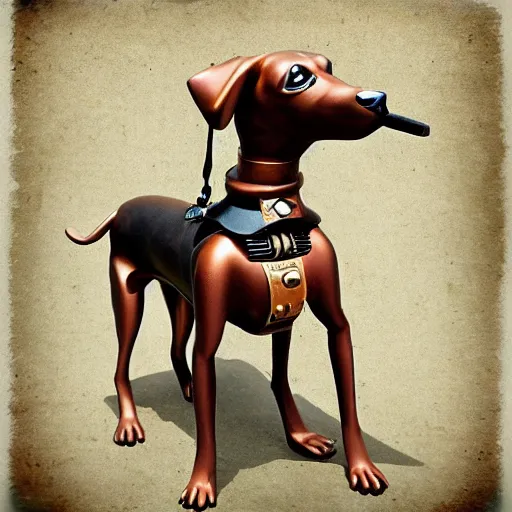 Prompt: steampunk greyhound dog