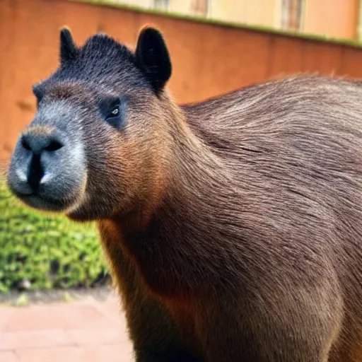 Image similar to an antropomorphic capybara wearing a suit