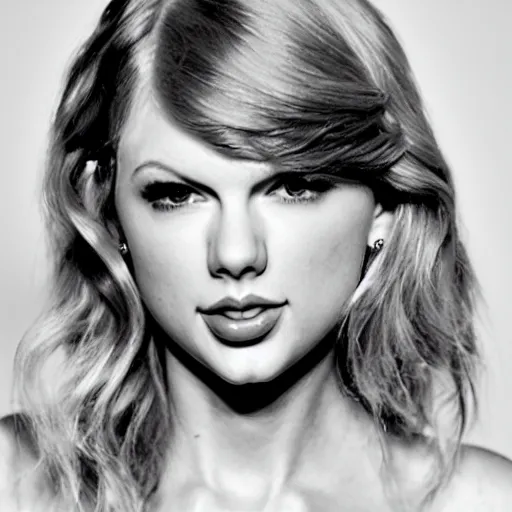 Image similar to taylor swift, head and shoulders portrait, extremely detailed masterpiece, one single continues line.