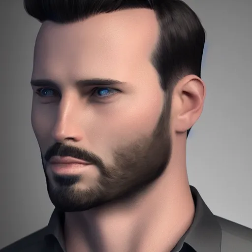 Image similar to A handsome man with Dark and Light hair, portrait, digital art, trending on artstation, behance, unreal render