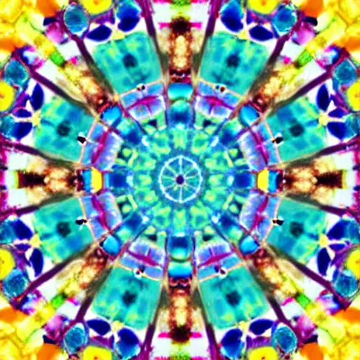 Prompt: looking at the ocean through a kaleidoscope