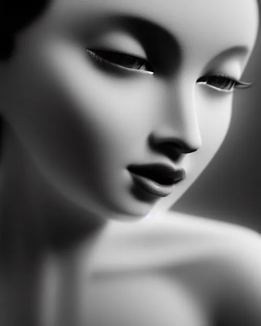 Image similar to black and white dreamy young beautiful female artificial intelligence, cinematic, rim light, photo - realistic, elegant, high detail, 8 k, masterpiece, photo taken in 1 9 3 0