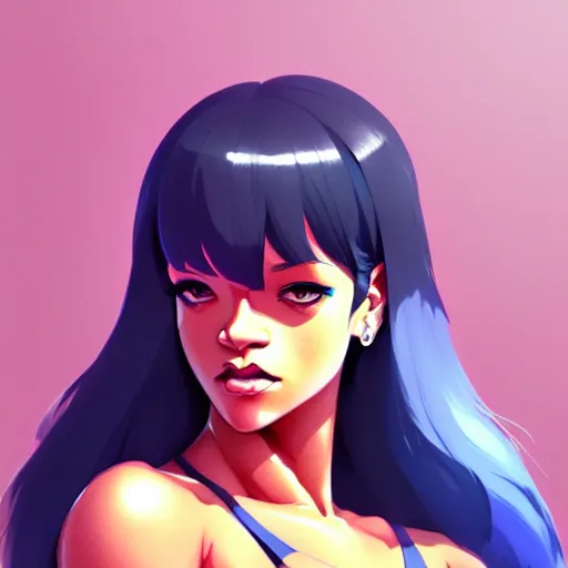 Image similar to buff rihanna, portrait shinkai makoto studio ghibli studio key hideaki anno sakimichan stanley artgerm lau rossdraws james jean marc simonetti elegant highly detailed digital painting artstation pixiv