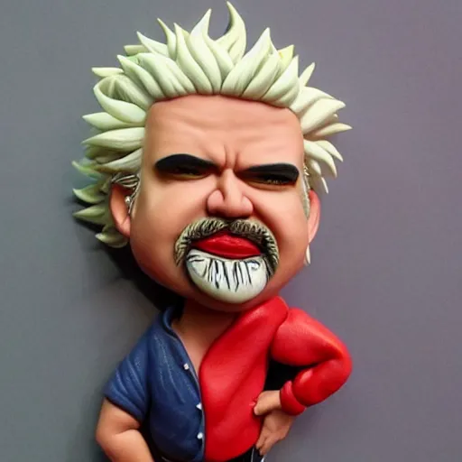 Image similar to guy fieri made out of polymer clay detailed sculpture trending on artstation