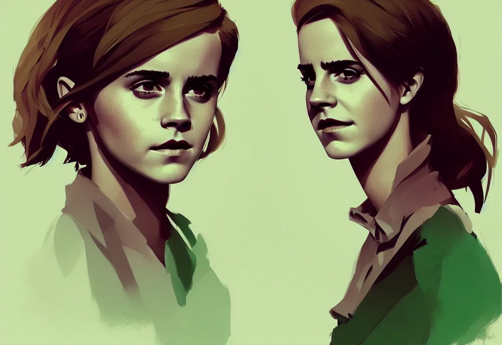 Image similar to emma watson a president of the united states, fantasy, by atey ghailan, by greg rutkowski, by greg tocchini, by james gilleard, by joe gb fenton, dynamic lighting, gradient light green, brown, blonde cream, salad and white colors in scheme, grunge aesthetic