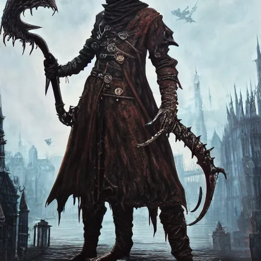 Prompt: Colossal Rat, Bloodborne boss, matte painting, detailed, Bloodborne, oil on canvas