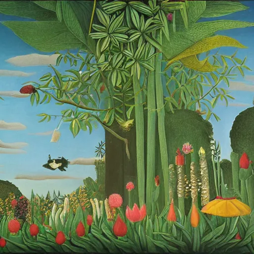 Image similar to fresco in naive art style by henri rousseau with dragon and lotuses, dark faded colors, highly detailed, unreal engine, photorealism