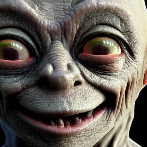 Prompt: Gollum from dmt realm , ultra realism, 4k,