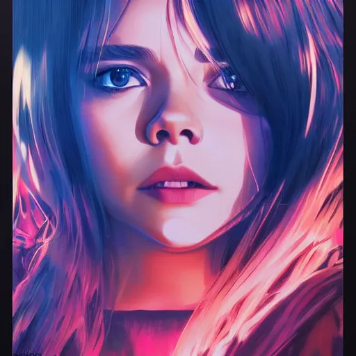 Image similar to chloe grace moretz portrait as manga girl, realistic shaded perfect face, fine details. anime. realistic shaded lighting poster by ilya kuvshinov katsuhiro otomo ghost - in - the - shell, magali villeneuve, artgerm, jeremy lipkin and michael garmash and rob rey