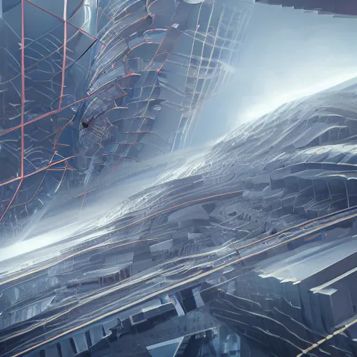 Image similar to sci-fi organic brutalism speed dynamic o x u shape wall structure view from above on the coronation of napoleon painting and digital screen billboard in the middle, unreal engine 5, keyshot, octane, artstation trending, ultra high detail, ultra realistic, cinematic, 8k, 16k, in style of zaha hadid, in style of photogrammetry point cloud, in plastic,dark, tilt shift,