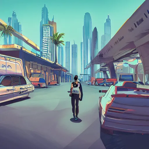 Image similar to gta : dubai, by loish