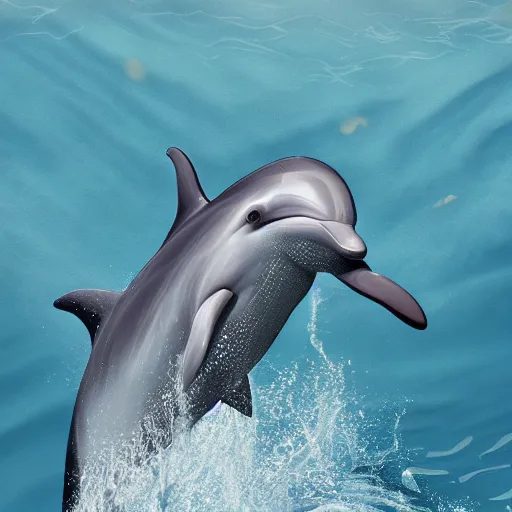 Image similar to friendly dolphin wearing a crown in a dappled sunlit ocean, hyper detailed, photorealistic, octane render, 8k, nature photography