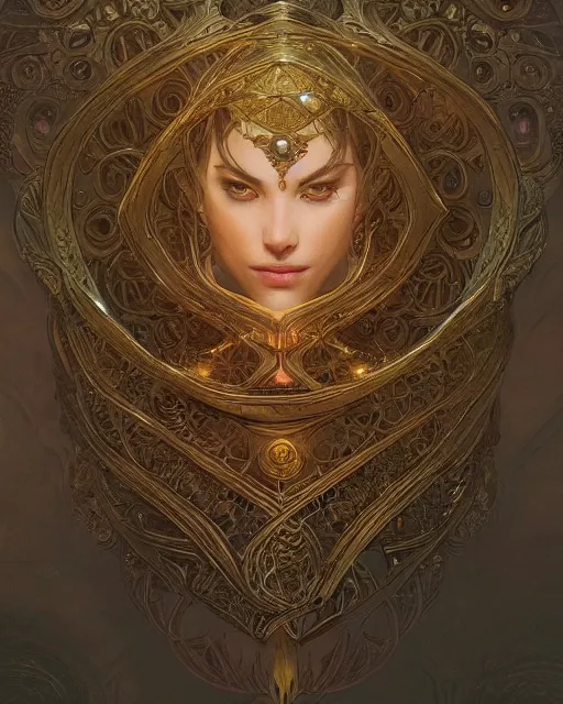 Image similar to close up shot of an amulet, d & d, fantasy, intricate, elegant, highly detailed, digital painting, artstation, concept art, smooth, sharp focus, illustration, art by artgerm and greg rutkowski and alphonse mucha