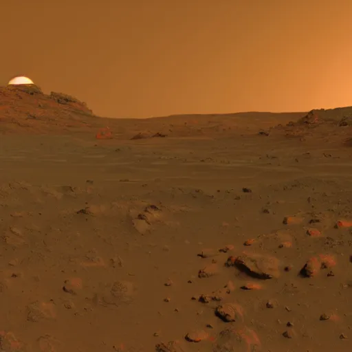 Image similar to Mars landscape, red lights on the sides, green lights on the center, photorealistic, ultra realistic, hyper realistic, 8K, macro