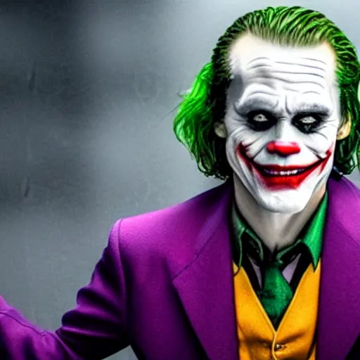 Prompt: still of Jim Carrey as the Joker