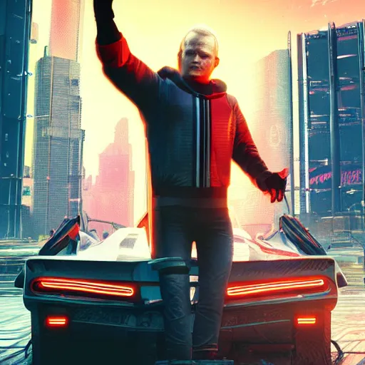 Prompt: john paul ii in cyberpunk 2 0 7 7, stylised official art