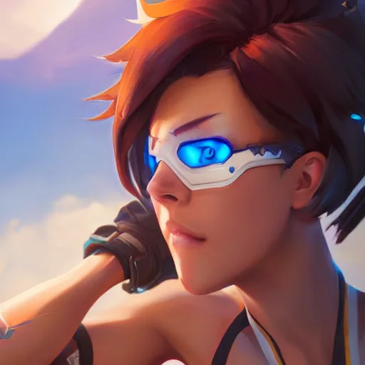 prompthunt: overwatch tracer in a bikini, digital art, pretty face, very  beautiful face, very detailed eyes, 8 k resolution, by wlop, greg  rutkowski, full body