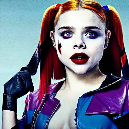 Image similar to Chloe Grace Moretz as Harley Quinn.