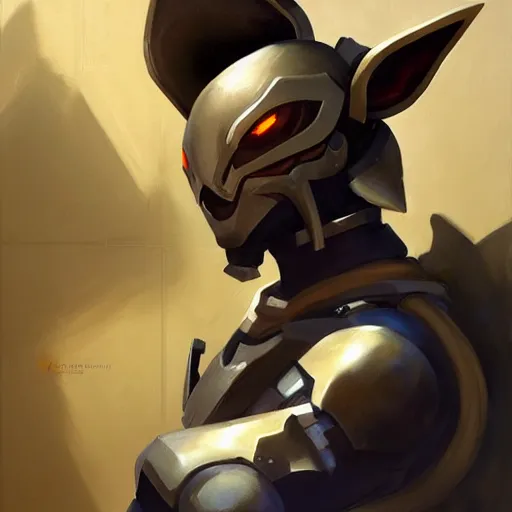 Image similar to greg manchess portrait painting of partially armored umbreon as overwatch character, medium shot, asymmetrical, profile picture, organic painting, sunny day, matte painting, bold shapes, hard edges, street art, trending on artstation, by huang guangjian, gil elvgren, ruan jia, greg rutkowski, gaston bussiere