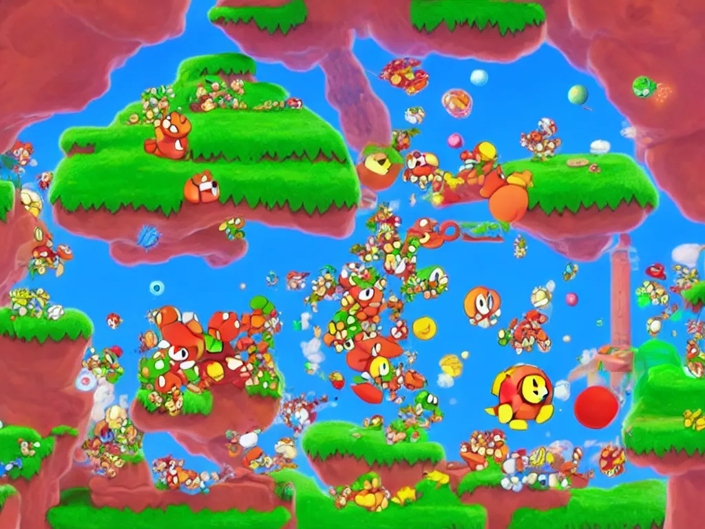 Image similar to goombas fighting with koopas fly to universe, 8 k