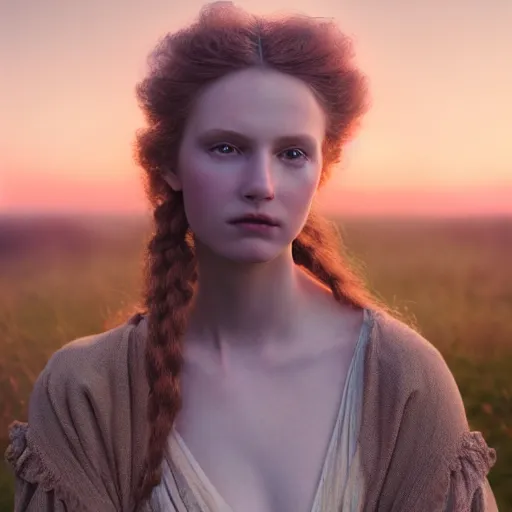 Image similar to photographic portrait of a stunningly beautiful arts and crafts movement renaissance female in soft dreamy light at sunset, contemporary fashion shoot, by edward robert hughes, annie leibovitz and steve mccurry, david lazar, jimmy nelsson, breathtaking, 8 k resolution, extremely detailed, beautiful, establishing shot, artistic, hyperrealistic, beautiful face, octane render