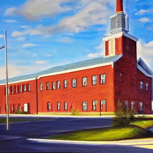 Image similar to beautiful oil painting of galva elementary school in galva illinois by olaf krans