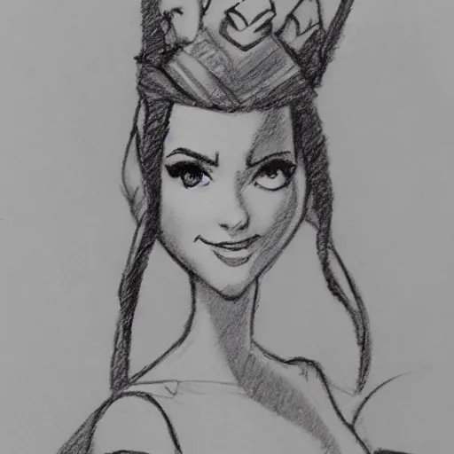 Image similar to milt kahl sketch of victoria justice as princess padme from star wars