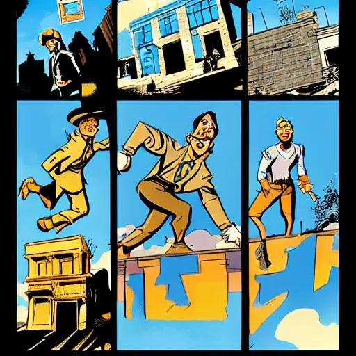 Prompt: blue sky in the style of will eisner