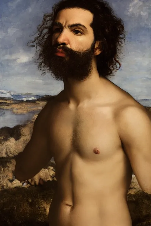 Prompt: drake proportional face and body dimensions, 8 k, hdr, great light, gustave courbet, annie leibowitz
