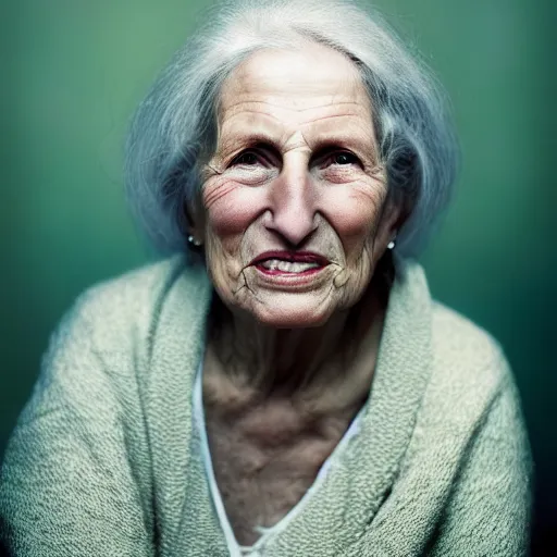 Image similar to portrait photography of happy 8 0 years old women by annie leibovitz, deep emotions, perfect facial symmetry, dim volumetric cinematic lighting, 8 k, post - processing, extremely hyper - detailed, intricate, epic composition, masterpiece, stunning,