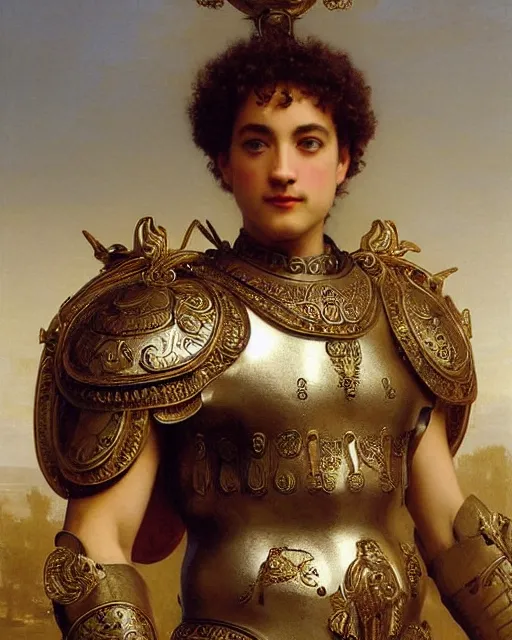 Image similar to Tom Hanks, dressed in ornate, detailed, intricate roman armor, detailed oil painting by William Adolphe Bouguereau