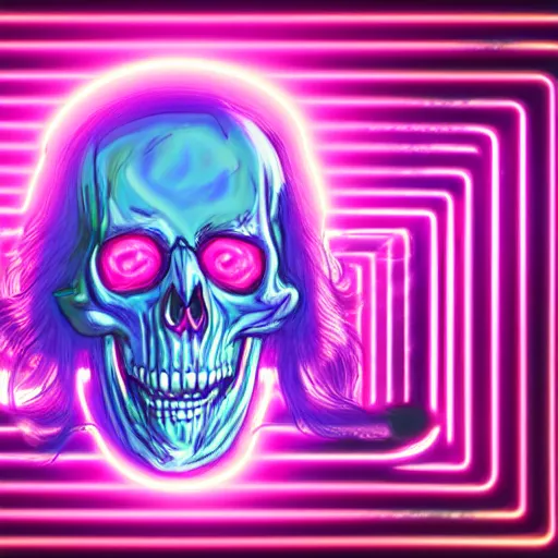 Image similar to skeletor, 1 0 0 0 bones, portrait, vaporwave, synthwave, neon, vector graphics, cinematic, volumetric lighting, f 8 aperture, cinematic eastman 5 3 8 4 film