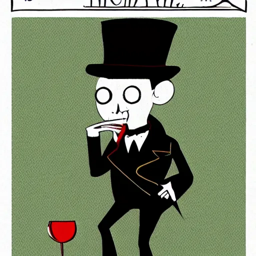 Prompt: cartoon vampire look mister jack wearing high hat and monocle