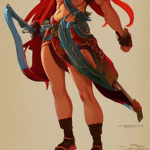 Prompt: character of breath of fire 4 by the artist Max Berthelot. Rendering the full body character . Sharp focus, full of details, by jenny harder and Jason Nguyen , art book, trending on artstation and Pinterest