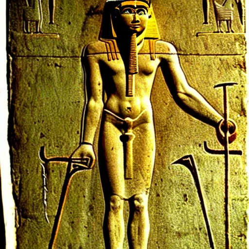 Image similar to hermes trismegistus, ancient egyptian art