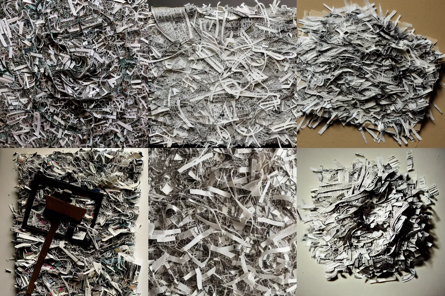 Prompt: A photograph of a present filled with shredded newspaper, low light, sad, DeviantArt