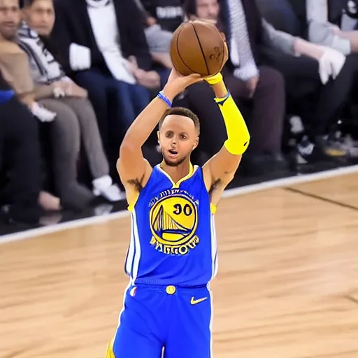 Prompt: steph curry trying to shoot a basket