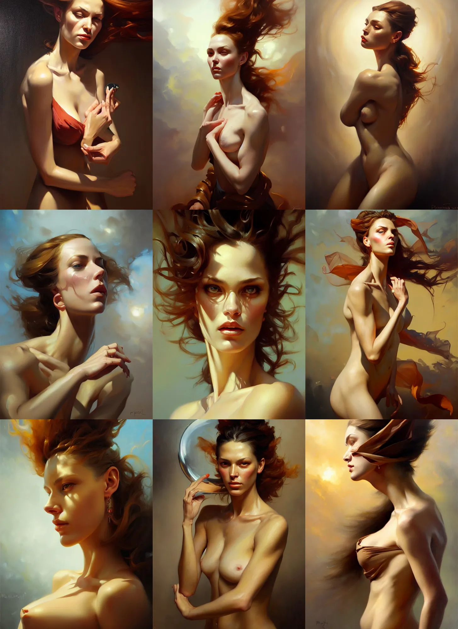 Prompt: fine art portrait oil painting of a beautiful woman, perspective, ultra detailed, elegant, intricate, dynamic lighting, hyperrealism, sharp focus, art by peter mohrbacher and greg manchess and andrei riabovitchev